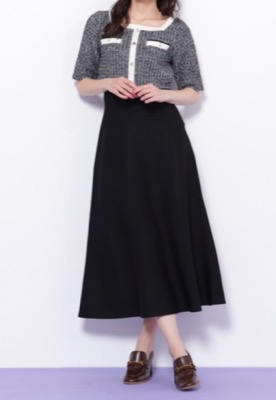 JILL by JILL STUART（ジル バイ ジルスチュアート）ブラックのツイードニット切り替えワンピース