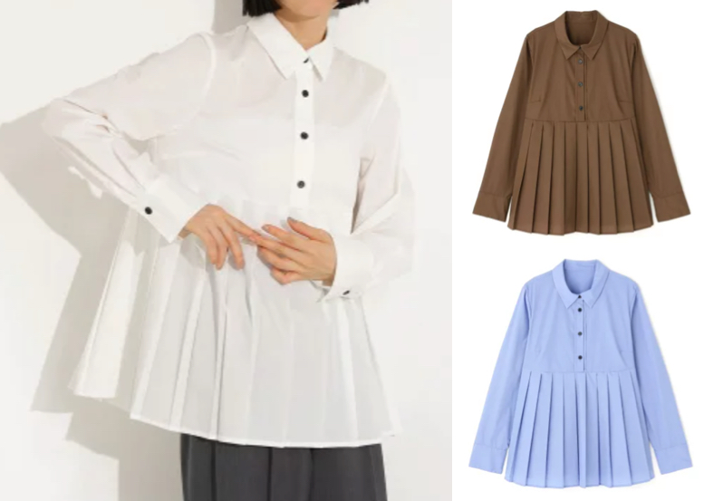 N. Natural Beauty Basic(エヌナチュラルビューティーベーシック)ホワイトのプリーツペプラムブラウス