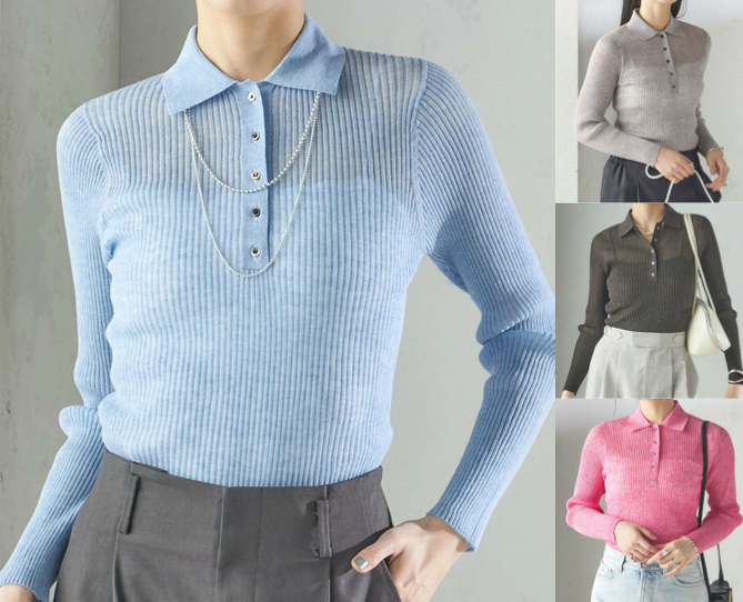 SHIPS(シップス)グレーのポロカーディガン