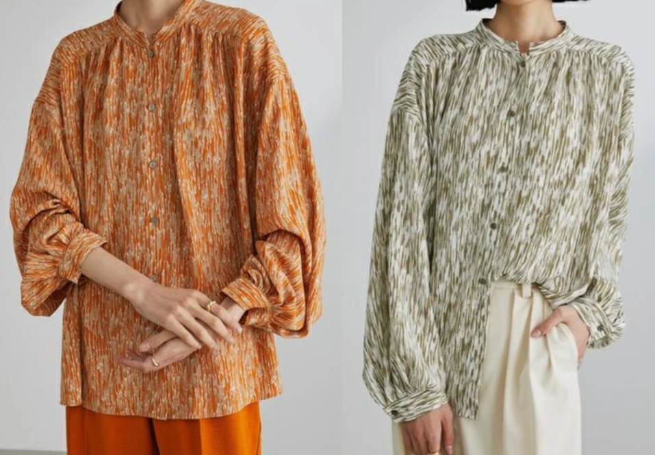 STYLEMIXER(スタイルミキサー)オレンジの総柄ギャザーブラウス