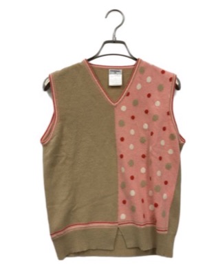 CHANEL （シャネル）カーキxピンクのニットベスト