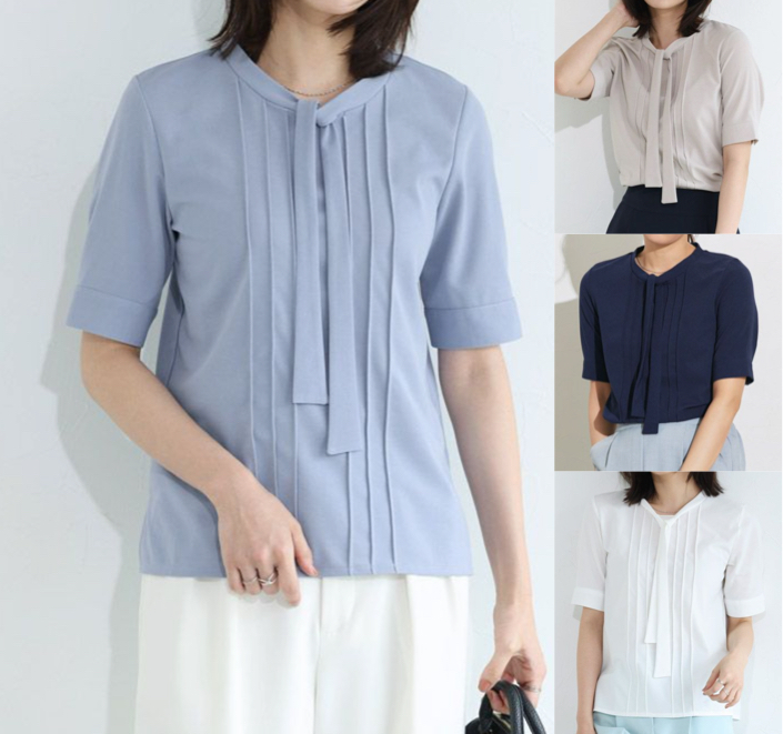 Pierrot(ピエロ)サックスブルーのブラウス