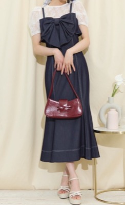 WILLSELECTION(ウィルコレクション)ネイビーのリボンマーメイドジャンスカ