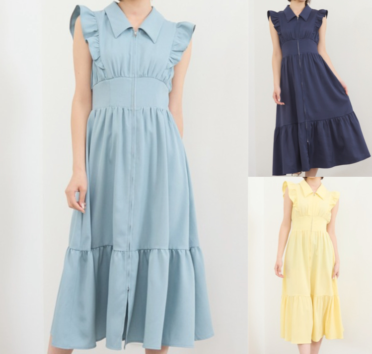 REDYAZEL(レディアゼル)ブルーのZIPティアードワンピース