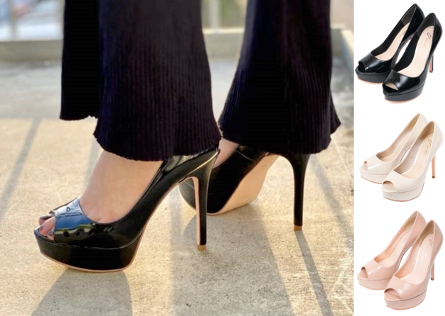 R&E(アールアンドイー)ブラックのヒールパンプス