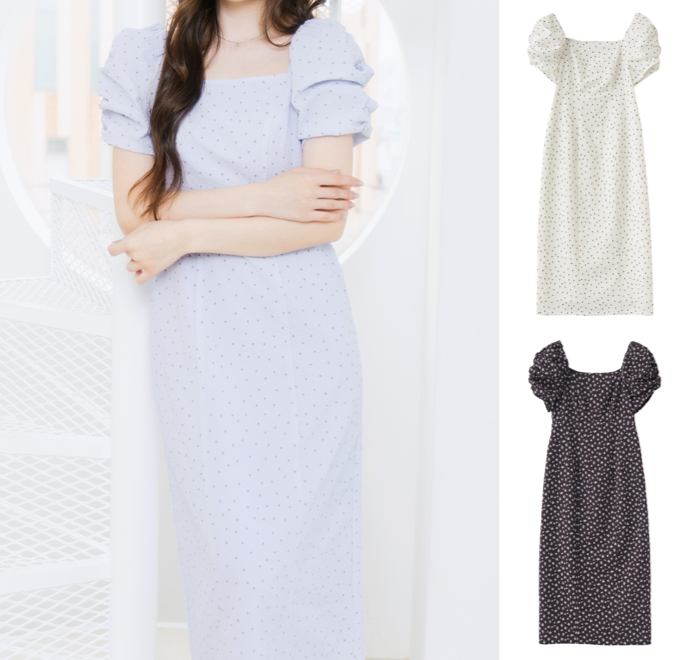 LILLIAN CARAT(リリアンカラット)ブルーグレーのワンピース