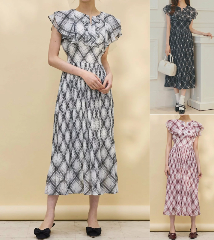 SWINGLE(スウィングル)ブラックxホワイトのチェックワンピース