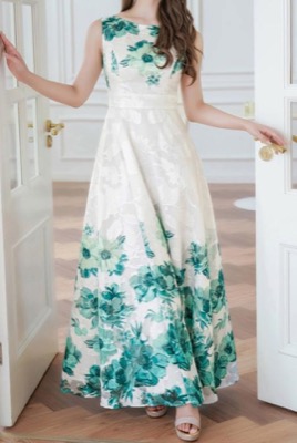 GINZA COUTURE（ギンザクチュール）ホワイトxグリーンのドレス