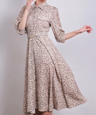 rinfarre（リンファーレ）レオパード柄シャツワンピース