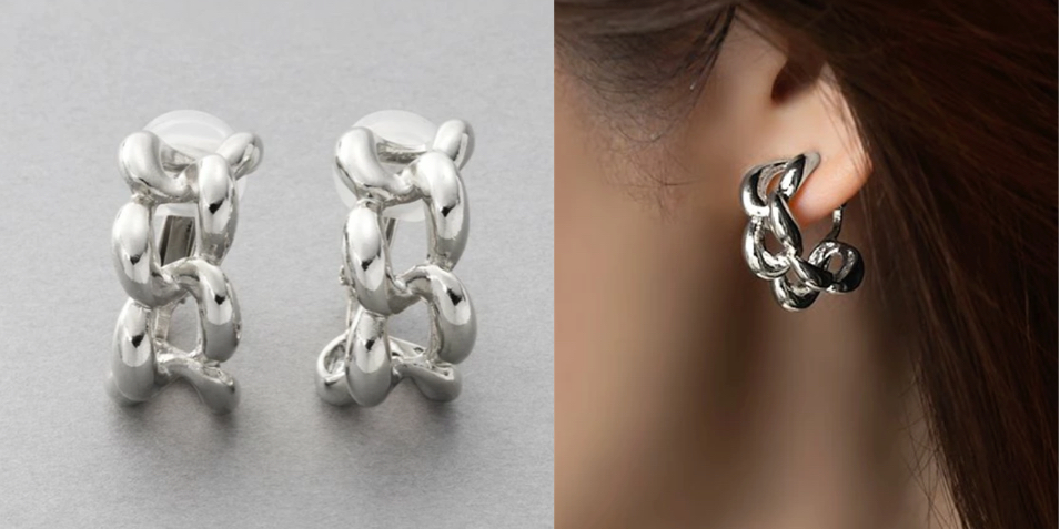 シルバーのチェーンイヤリング