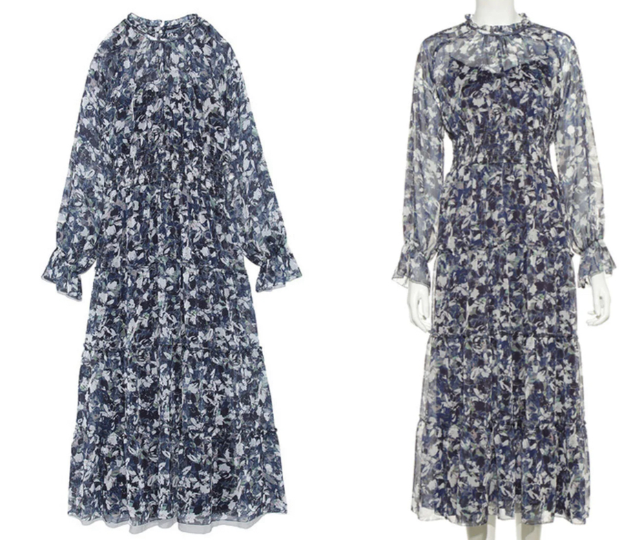 Mila Owen(ミラ オーウェン)ネイビーの花柄ワンピース