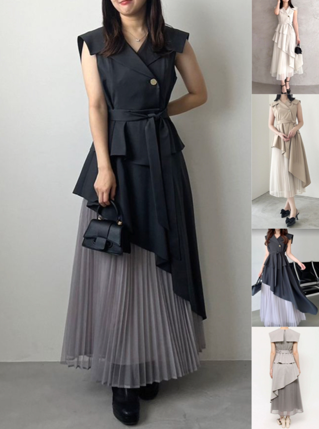 dazzlinダークグレーのトレンチワンピース