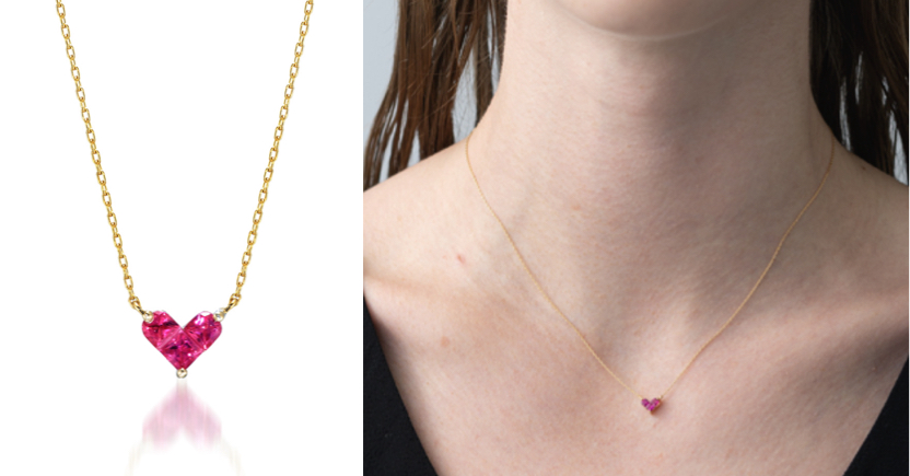 STAR JEWELRY（スタージュエリー）ゴールドxピンクのハートネックレス