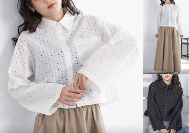 RAGEBLUEホワイトのレースシャツ