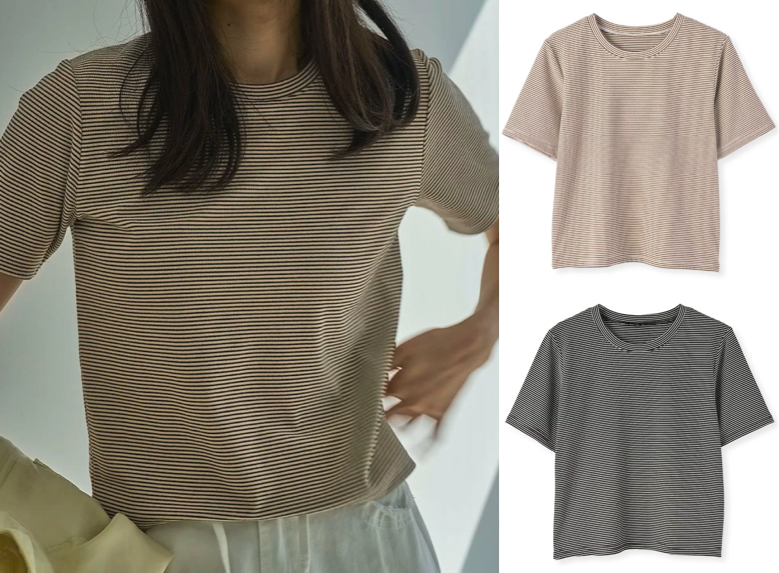 marjour (マージュール)ブラウンのボーダーTシャツ