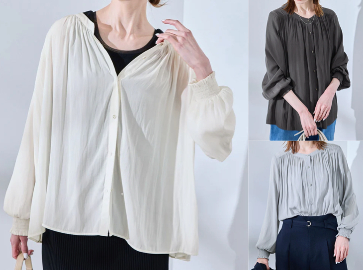 ROPÉ PICNIC(ロペピクニック)ホワイトのギャザーブラウス