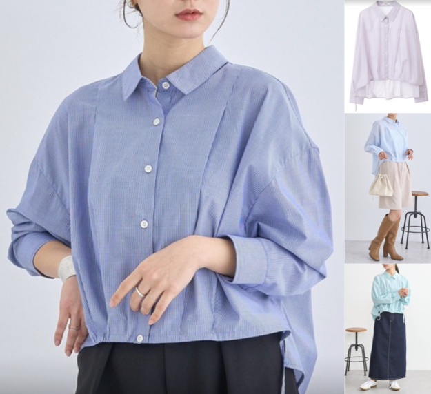 earth music&ecologyブルーのシャツブラウス