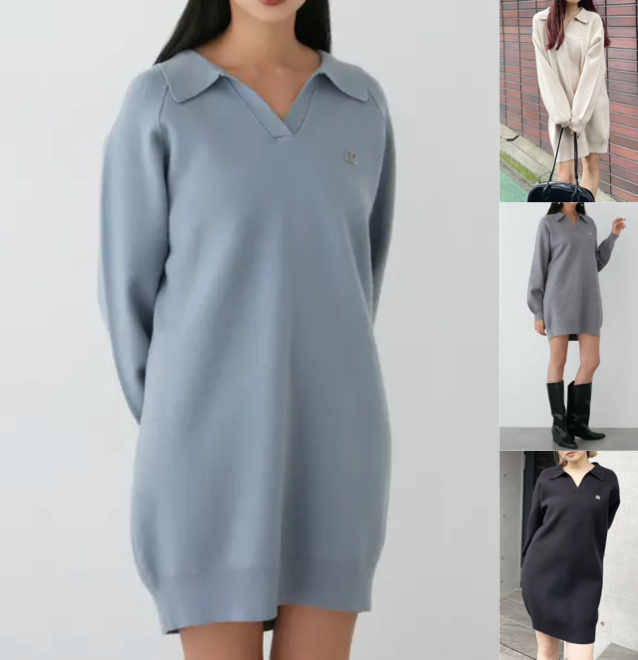 MURUA(ムルーア)ブルーのニットワンピース