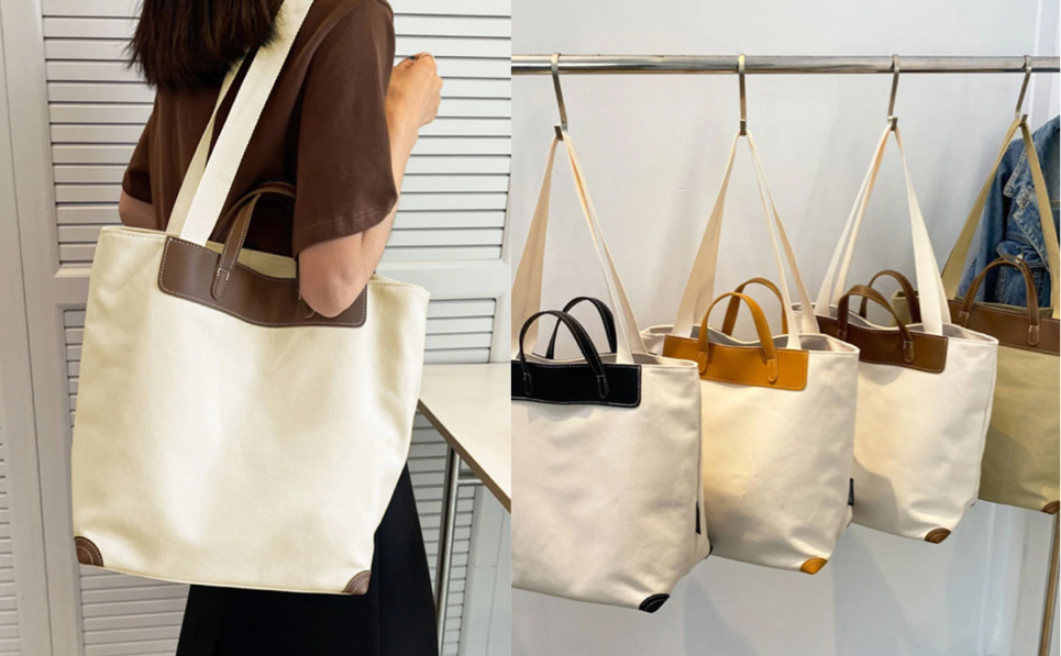 Amulet(アミュレット)ホワイトxブラウンのトートバッグ