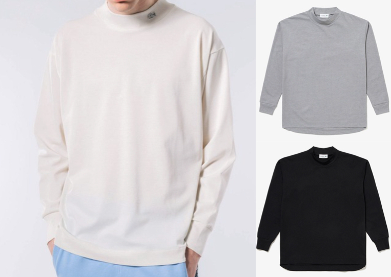 LACOSTE（ラコステ）ホワイトのモックネックTシャツ