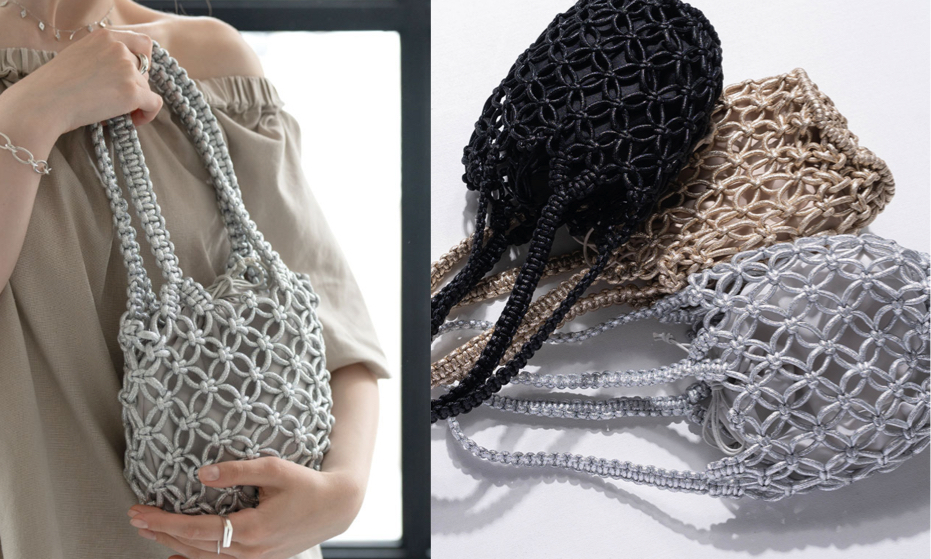 HAYNI（ヘイニ）シルバーの網カゴバッグ