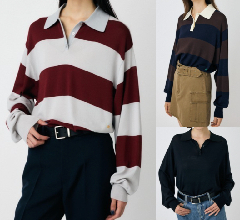 MOUSSY（マウジー）ホワイトxレッドのボーダーニットポロシャツ