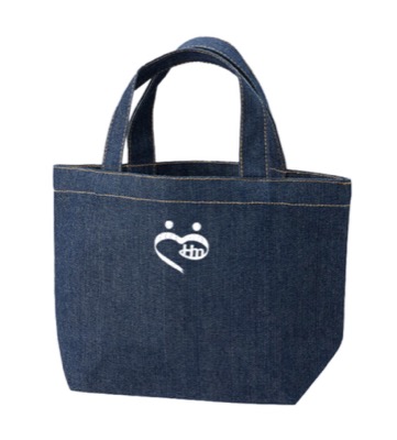 ネイビーのデニムトートバッグ