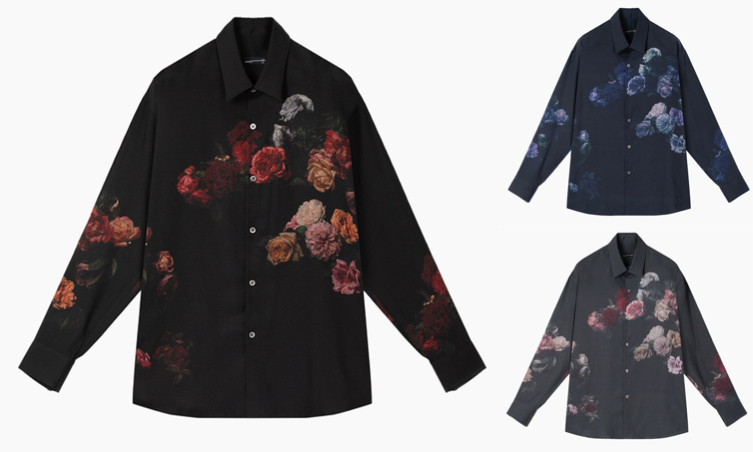 LAD MUSICIAN(ラッドミュージシャン)ブラックの花柄シャツ