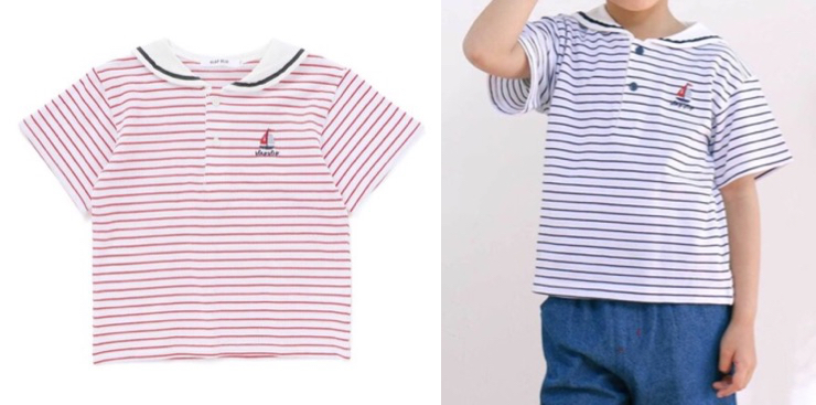 BeBe(ベベ)赤いボーダーポロシャツ