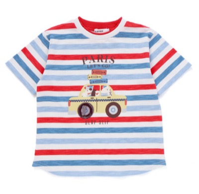 BeBe(ベベ)赤x青のボーダーTシャツ