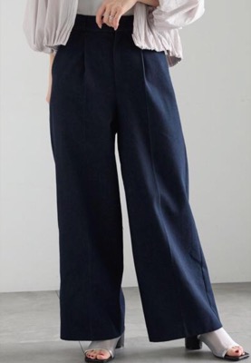 Te chichi(テチチ)ネイビーのデニムライクワイドパンツ