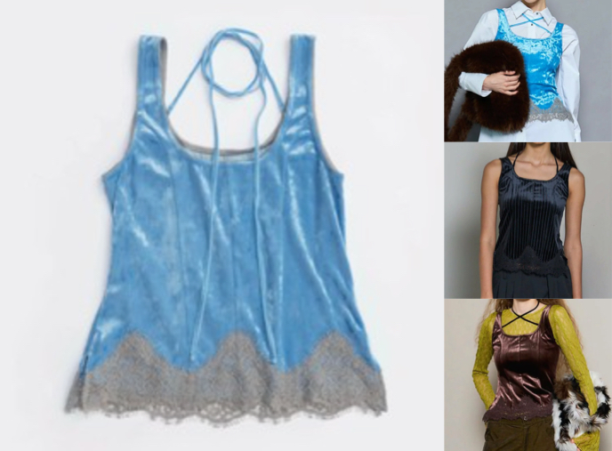 MAISON SPECIAL（メゾンスペシャル）ブルーのレースタンクトップ