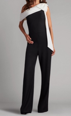 TADASHI SHOJI（タダシ ショージ）黒白のショルダーリボンジャンプスーツ