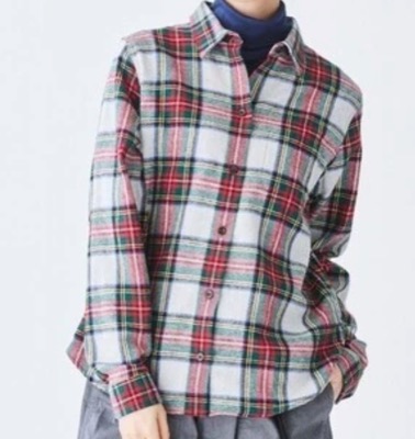 L.L.Bean（エルエルビーン）グレーxレッドxグリーンのチェック柄シャツ