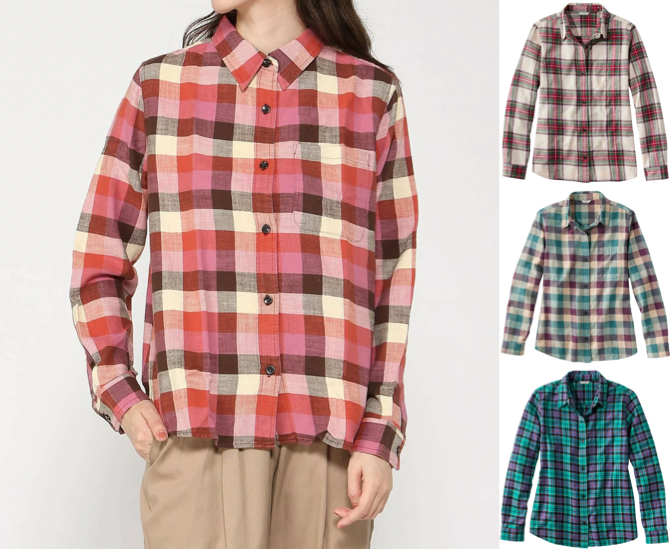 L.L.Bean（エルエルビーン）ピンク系のチェック柄シャツ
