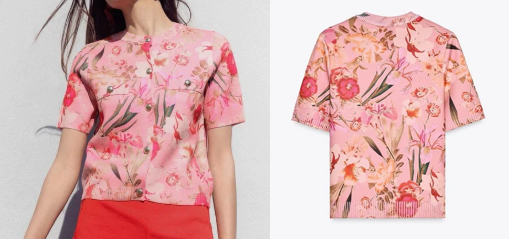 NWT ZARA FLORAL PRINT KNIT TOPピンクのフラワー柄ブラウス