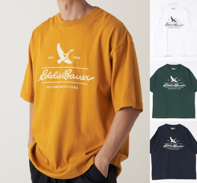 Eddie Bauer(エディーバウアー)イエローのロゴTシャツ