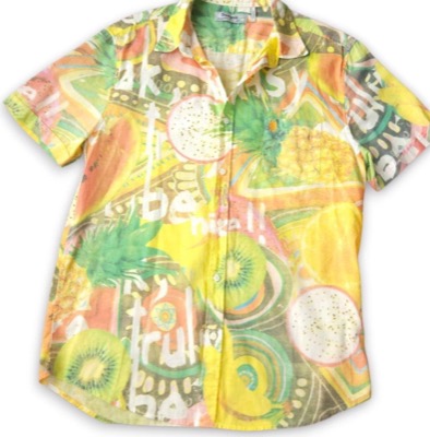 Desigual （デジグアル）イエローのフルーツ柄アロハシャツ