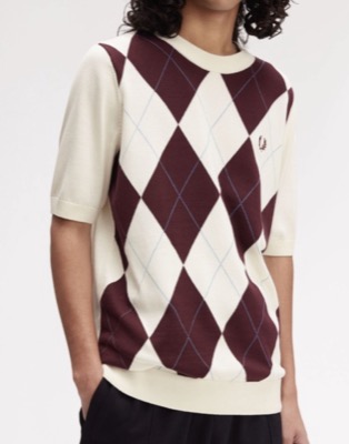 FRED PERRY（フレッドペリー）ホワイトxブラウンのアーガイル柄ニット