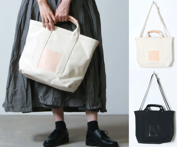 HenderScheme（エンダースキーマ）ホワイトxブラウンのショルダーバッグ