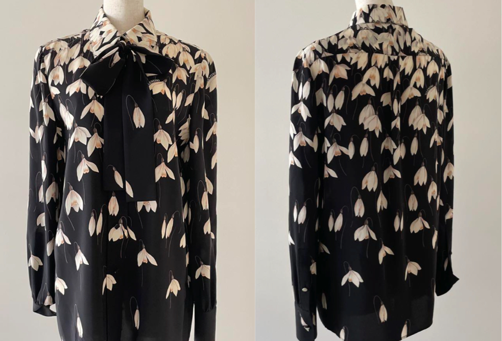 Valentino Garavaniブラックのフラワー柄ブラウス