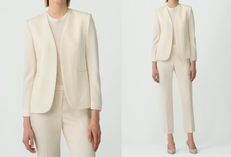 theoryホワイトのノーカラージャケット