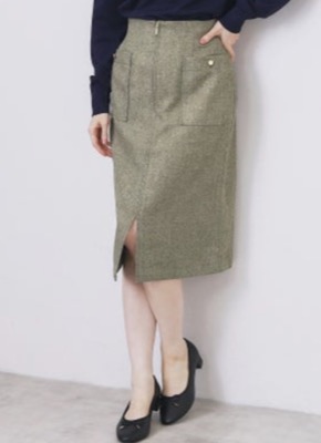 INDEX(インデックス)カーキのフロントジップタイトスカート