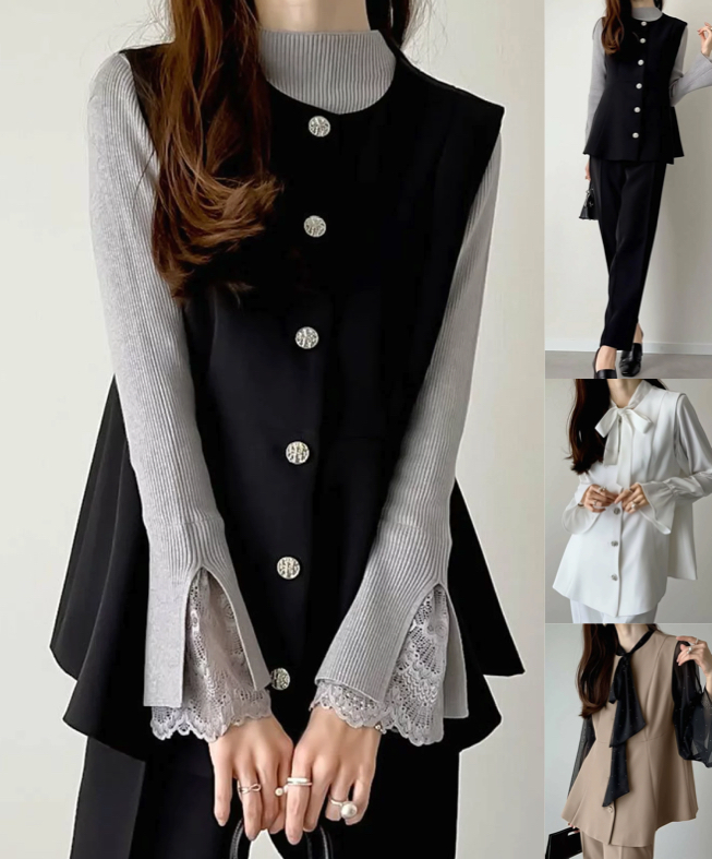 mau x Re:EDITブラックのベスト・ジレ