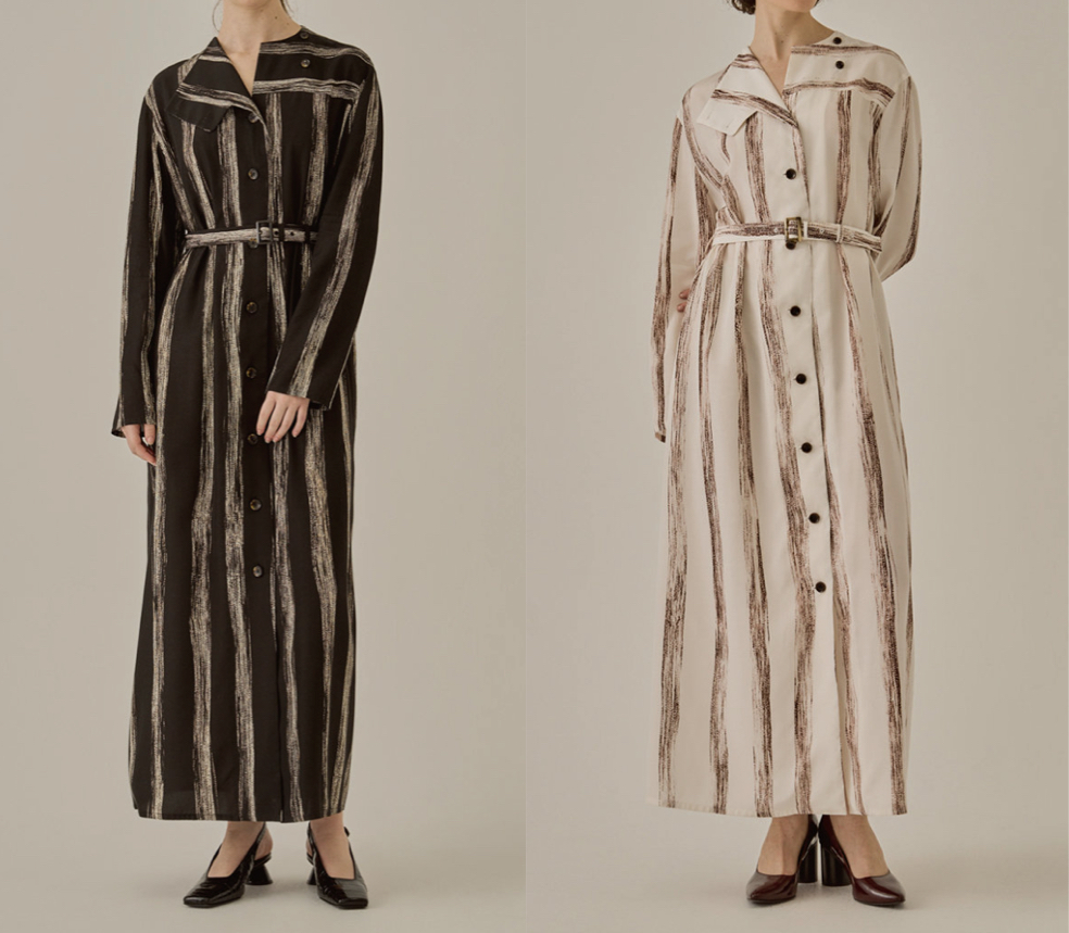 AKIRANAKA(アキラナカ)ブラックのストライプワンピース