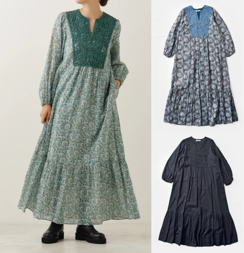 ne Quittez pas(ヌキテパ)グリーンのレースワンピース