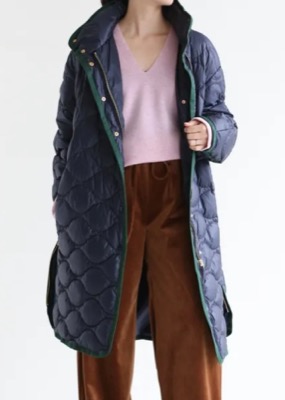 MUVEIL WORK(ミュベールワーク)ネイビーのキルティングダウンコート