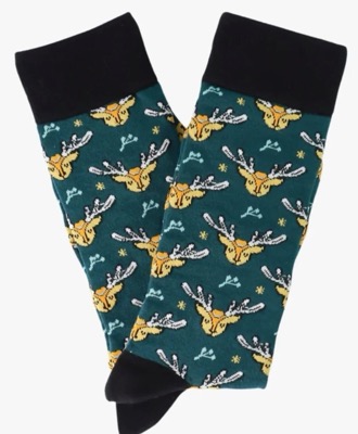 グリーンのトナカイ柄ソックス / 靴下