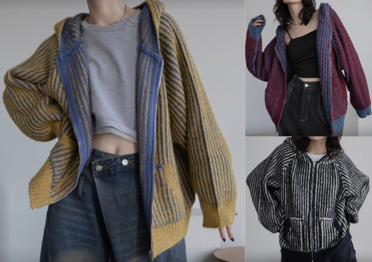 VACANCY（ヴァカンシー）イエロー系の配色ジップパーカー