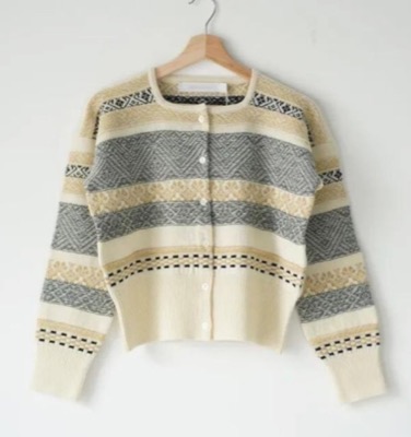 ASEEDONCLOUD(アシードンクラウド)ベージュ系のジャガードカーディガン